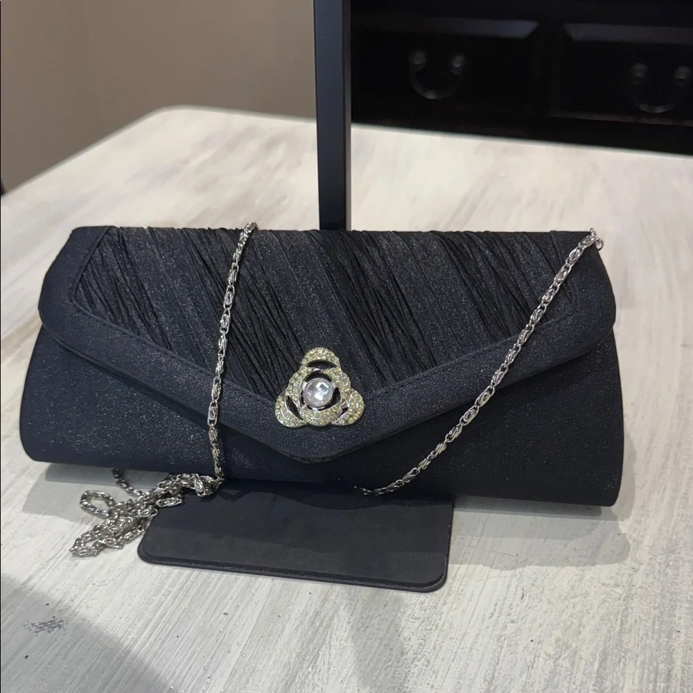 Elegant Black Clutch with Chain Strap